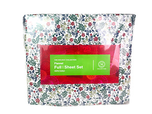 Martha Stewart 100% Cotton Flannel 4 Piece Sheet Set Woodland Floral Full $80