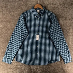 Brooks Brothers 1818 Men's Long Sleeve Button Down Shirt Large Blue Plaid NEW - Picture 1 of 7