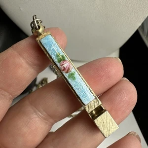 24 inch hand painted rose enamel Guilloche whistle necklace - Picture 1 of 6