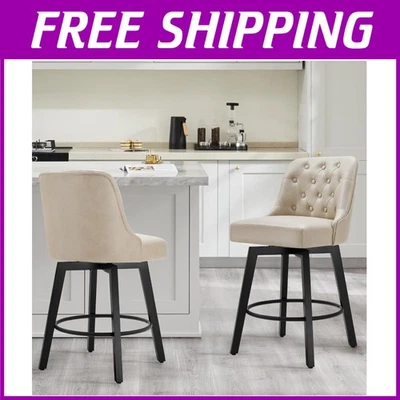 Wood Leg Barstools, 26" Seat Height, Set of 2 - Image 1 of 4