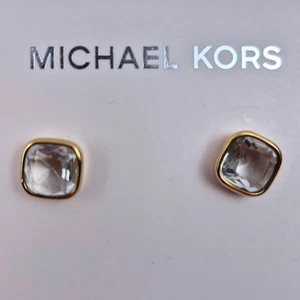 Michael Kors goldfarbene quadratische Kristall Ohrstecker MKJ4225710 Botanicals Neu mit Etikett - Bild 1 von 3