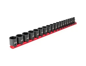 3/8 Inch Drive 6-Point Impact Socket Set with Rail 19-Piece (6-24 mm) Standard - Picture 1 of 5