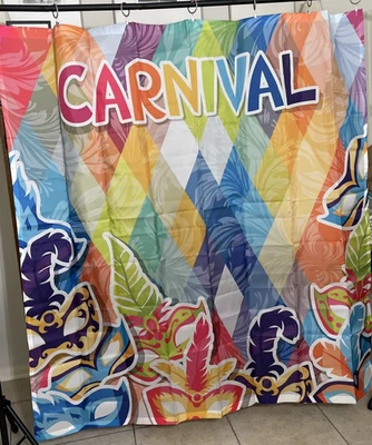 Cortina de ducha de carnaval Mardi Gras estampado navideño para baño Foto 1 de 2