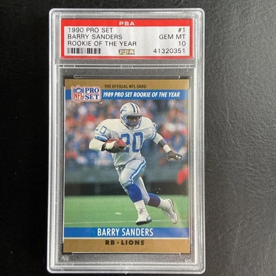 1990 Pro Set Barry Sanders Rookie Of The Year #1 PSA 10 Gem 💎 Mint - Image 1 of 2