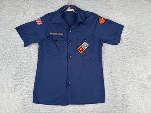 Boy Scouts of America Shirt Youth 14 Blue Short Sleeve Button Up Polyester Cub - Picture 1 of 15