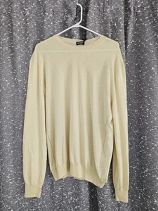 $1290 Mens ZEGNA Cashmere/Silk Crewneck Sweater 54 (L) Lemon Yellow NWT - Picture 1 of 7