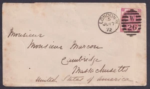 1872 3d Rose SG 103 Plate 7 CI Crisp Upright London W Duplex to USA Very Good - Picture 1 of 2