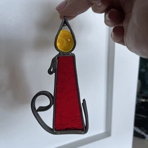 Buntglas Weihnachtskerze 5" Sonnenfänger Elegant Fenster Kunst Dekor - Bild 1 von 5