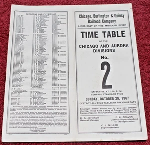 1967 Chicago Burlington & Quincy Railroad Timetable #2 C&A Division CB&Q Railway - Picture 1 of 5
