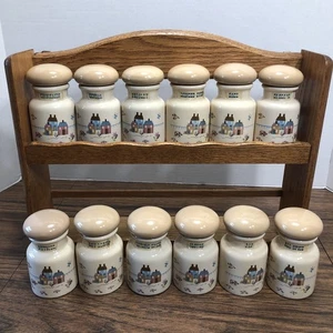 Heartland International Spice Set with Wooden Spice Rack and 12 Spice Jars VTG - Picture 1 of 16