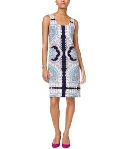 I.N.C Womens Printed Sheath Dress, Blue, Medium - Picture 1 of 1
