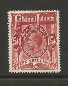 FALKLAND ISLANDS SG67 KGV 5s Deep Rose Red Fine MINT C/£130 UK P&P Free - Picture 1 of 2