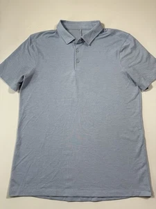 Lululemon Polo Shirt Mens Medium Blue Striped Evolution Pique Performance Casual - Picture 1 of 8