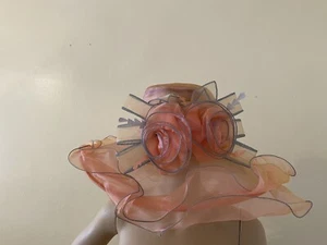 Frauen Organza Fascinator Kirche Kentucky Derby PFIRSICH Farbe Tee Party Hochzeit - Bild 1 von 6