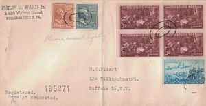 1952 Philadelphia, PA Registered Cover to Buffalo, NY with Great Mixed Franking - Picture 1 of 2
