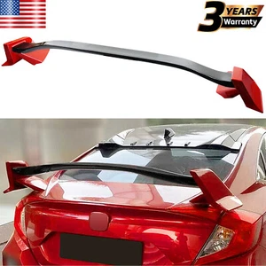 FOR 16-21 HONDA CIVIC 4DR SEDAN 2 TONE RED BLACK TYPE R STYLE REAR SPOILER WING - Picture 1 of 11
