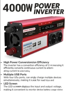 4000W INVERTER CONVERTER 12V to 220V. + 4 USB 5V. - Picture 1 of 7