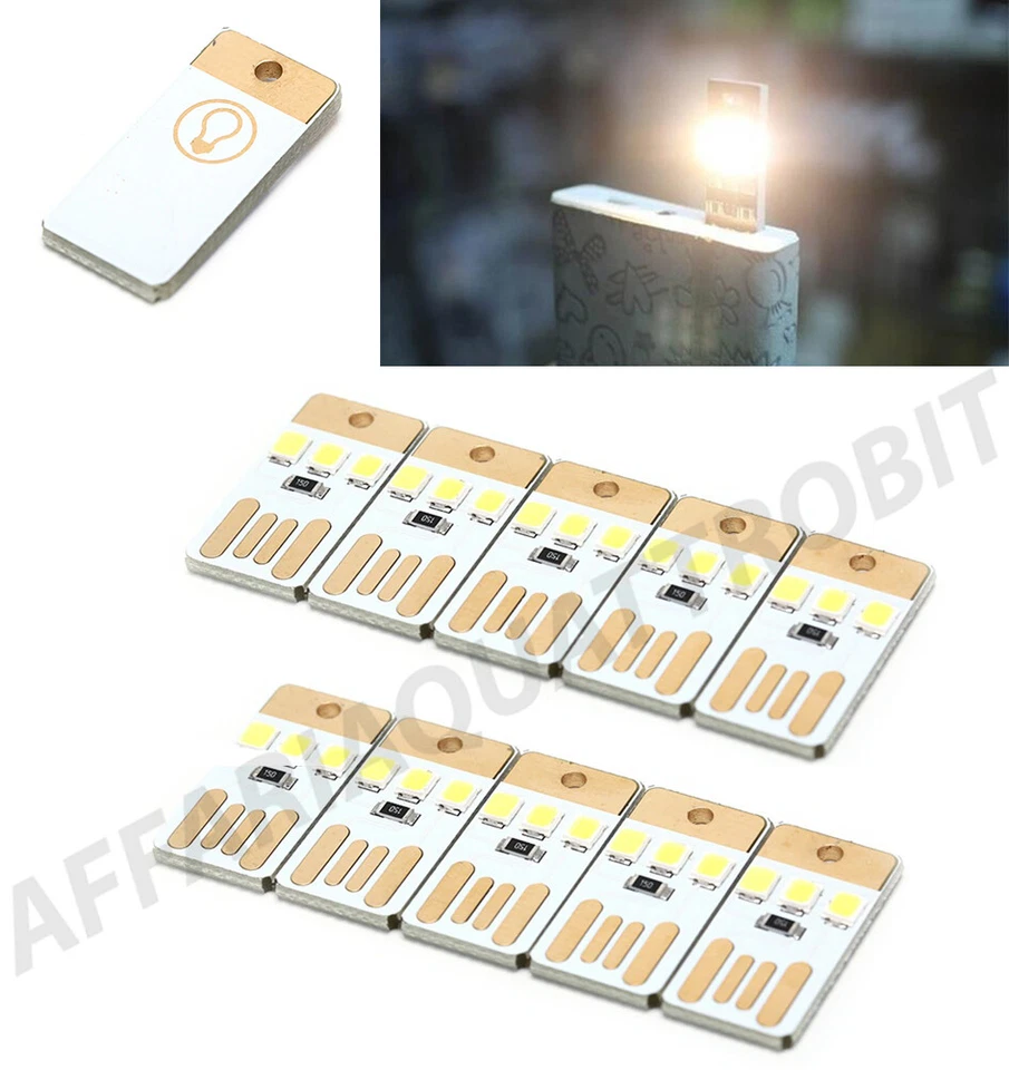 mini luce led usb portatile alta luminosità pc notebook campeggio auto 10 PEZZI