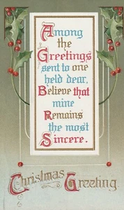 Antique 1915 Christmas Embossed German Used Printed Postcard + 1 Cent Stamp - Picture 1 of 2