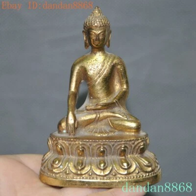 3.6'' old Tibetan Buddhism temple bronze Shakyamuni Sakyamuni Buddha statue - Image 1 of 4