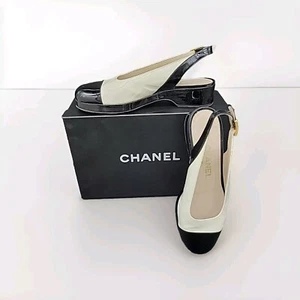 Rare Vintage Chanel 98C Two Tone Kitten Heel Womens Shoes Size 36 - Picture 1 of 8