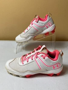 Under Armour Softball Cleats Glyde RM Youth Girls Size 4Y Pink White Lace Up - Picture 1 of 16