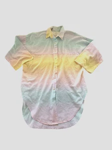 ALABUY MADE IN USA VINTAGE REGENBOGEN STREIFEN LONG TUNIKA GR 42 LARGE - Bild 1 von 8