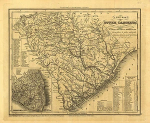 Map of Canals and Roads South Carolina 16x20 - Picture 1 of 1