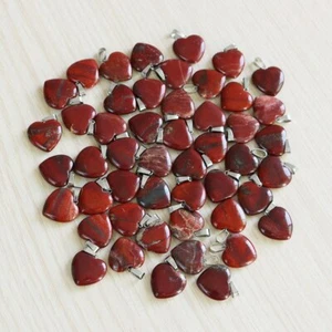 100pcs Natural Rainbow Stone Heart Pendant Healing 20mm Gemstone Jewelry Making - Picture 1 of 9