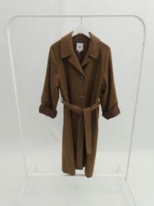 JW Anderson x Uniqlo Tweed Overcoat Mac Trench Womens Brown Size L - Picture 1 of 8