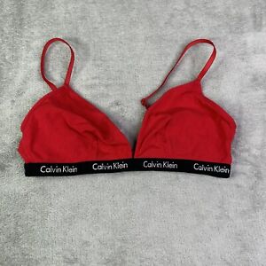 Calvin Klein Bra Womens Large Spell out Red Cotton Bralette Wireless