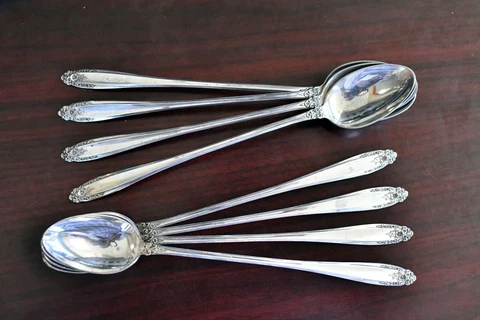 Set of 8 Prelude by International 7 3/8" Sterling Long Iced Tea Spoons 7.3 oz Cover