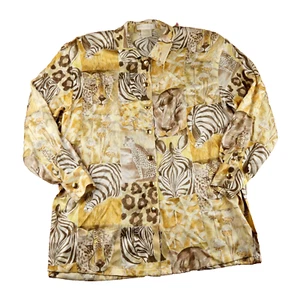 Vintage Escada Bluse Shirt 40 Medium Safari Tiere Gold Seide Margaretha Ley - Bild 1 von 16