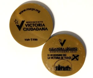 2020 Ficha pvc LUGARO PARTIDO VICTORIA CIUDADANA Puerto Rico Wooden Nickel Token - Picture 1 of 3