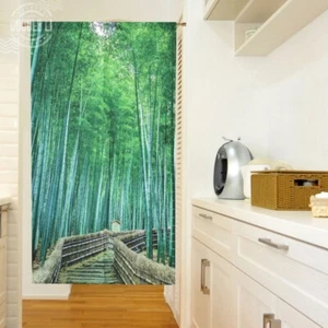 JAPANESE Noren Green Bamboo Grove Panel Room Doorway Decor Tapestry Door Curtain - Picture 1 of 6