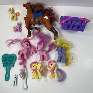 My Little Ponies Lot & Just Play Toy Horse Pony, Spins Head with Basket, Brushes