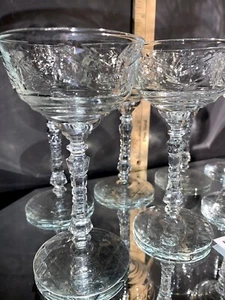 8 Rock Sharpe ARTIC ROSE Glass Stemware Wine Champagne Cordial Vintage - Picture 1 of 5