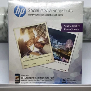 HP Social Media Snapshots Sticky Backed Photo Sheets 4x5 Inch 25 Count Unused - Afbeelding 1 van 3