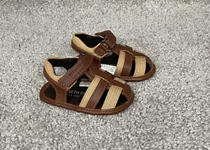 Kenneth Cole New York Baby Sandals Infant Boy Size 1 Brown Fisherman Closed Toe - Picture 1 of 14