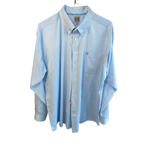 Cinch Men's Striped Print Light Blue Sz Lg Long Sleeve Shirt Flaws