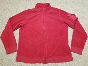 Denim & Co Jacket Womens Medium Red Cotton Blend Fleece Zip Casual Long Sleeve - Picture 1 of 12