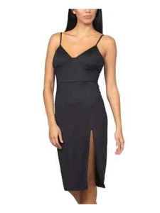 BEBE Black Spaghetti Strap Cocktail Body Con Dress Size XS $169 - Picture 1 of 3