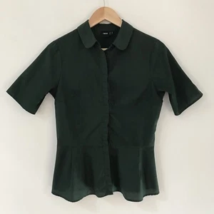 ASOS Womens Shirt, Size 10, Peplum Cotton Green - Picture 1 of 10