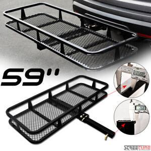 59" Blk Mesh Steel Fold Up Bumper Mount Hitch Cargo Basket For 2"x2" Receiver S3