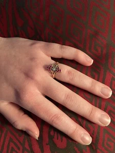 14 Karat massiver Rotgold Art Deco Rubin und Diamant Ring - Bild 1 von 12