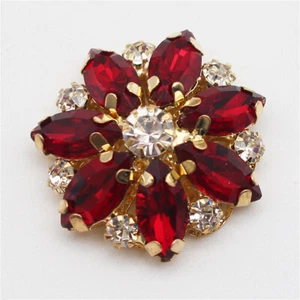2PCS Flower Rhinestone Flat Buttons Sewing Clothing Decor DIY Craft Accessories - Picture 1 of 23
