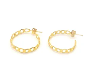 Handmade Gold polished Awesome Designer Hoop Earrings-E5-44 - Picture 1 of 6