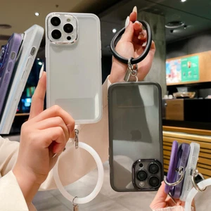 Shockproof Clear Phone Case W/ Wristband For iPhone 16 Pro Max 15 14 13 12 11 7 - Picture 1 of 11