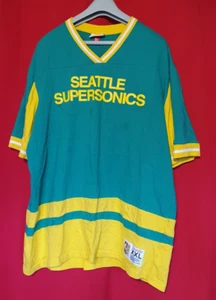 Mitchell & Ness Seattle HWC Supersonics Retro T-Shirt Jersey Mens XXL 2XL Green - Picture 1 of 8