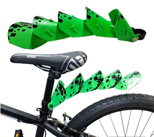 PARAFANGO MUDGUARD ATB POSTERIORE BMX MTB 24" 26" 27,5" VERDE NERO PLASTICA - Foto 1 di 6